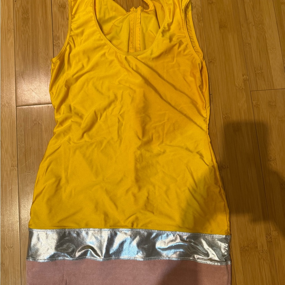 Yellow Sleeveless Top with Metallic Accent